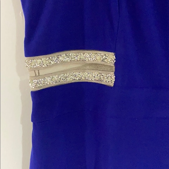 Scarlett blue fitted dress and see through detail - Picture 2 of 5